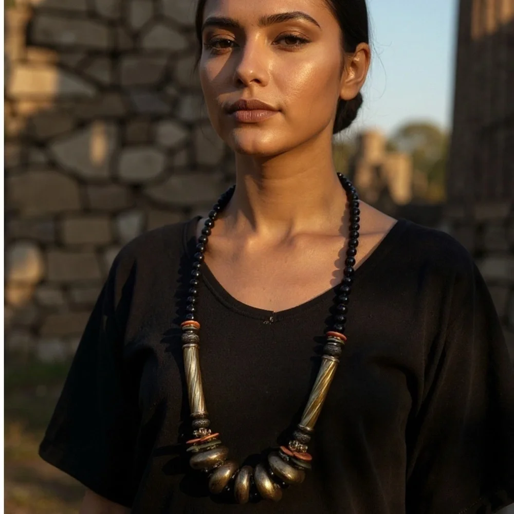 Vintage Black and Gold Statement Necklace